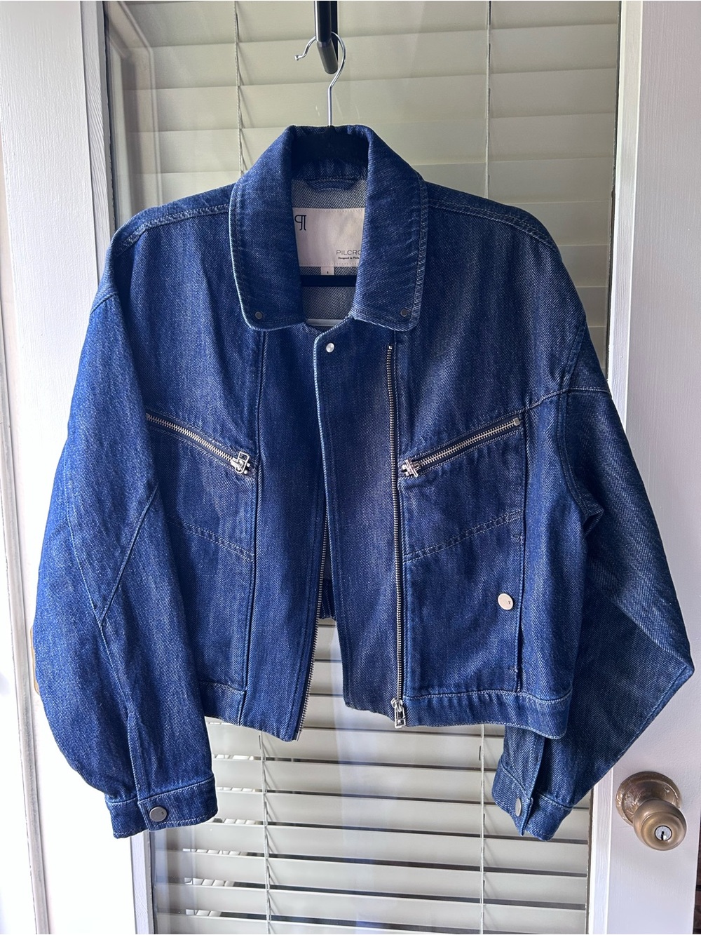 Anthropologie Pilcro Blue Soft Denim Zip Up Jacket with Pockets. Size S.